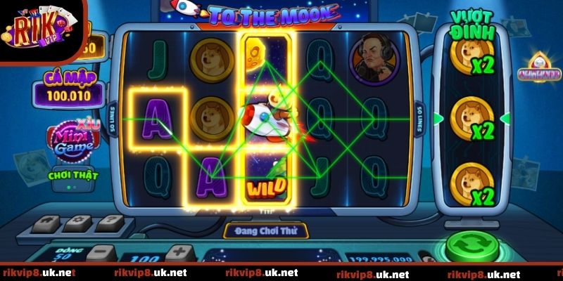 Thực hiện thao tác quay Slot To The Moon để trải nghiệm game hoàn hảo